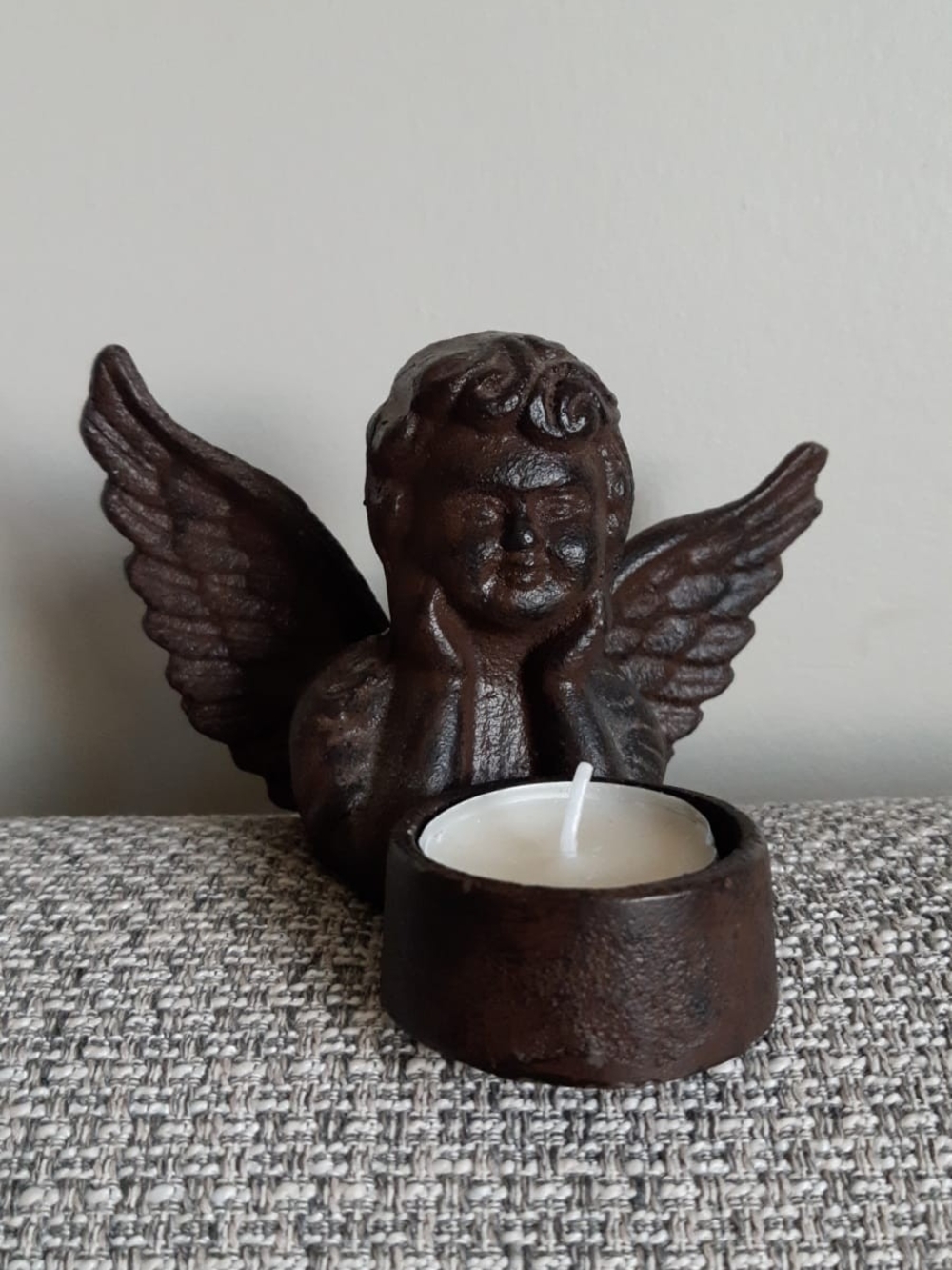 Cast Iron angel tealight holder